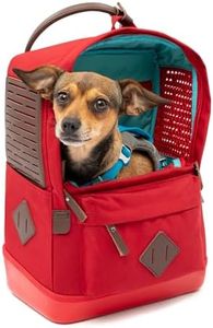 Kurgo Nomad Dog Carrier Backpack, Hiking Backpack for Small Dogs, Pet Travel Back Pack Carrier, Interior Safety Tether, Waterproof Bottom, Dual Carry Handles, Holds Pets Up to 15 lbs, Blue and Red