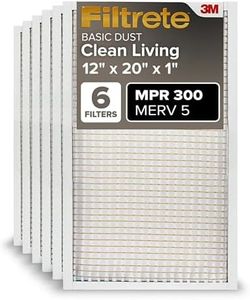 Filtrete Clean Living Basic Dust AC Furnace Air Filter, MPR 300, 12 x 20 x 1-Inches, 6-Pack