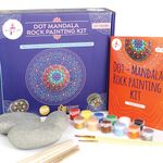 Kalakaram Paint Your Own Dot Mandala Art Rocks, Dot Mandala Stone Art Utility Box Painting Kit, DIY Painting Craft Kit for Kids and Adults, Gifts for Girls, 3 Large Rocks, All Tools and Paints,