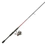 Quantum Optix Spinning Reel and Fishing Rod Combo, 6-Foot 6-Inch 2-Piece Graphite Composite Fishing Pole, Split-Grip EVA Rod Handle, Size 20 Reel, Changeable Right- or Left-Hand Retrieve, Silver