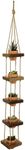 EXCELLO GLOBAL PRODUCTS Rustic 5-Tier Wooden Hanging Planter with Distressed Finish - Farmhouse Style. Comes with 5 Terracotta Pots, Ready for Hanging.