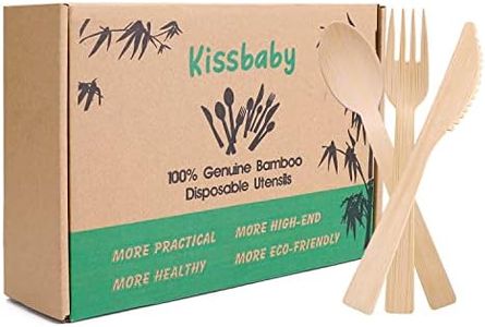 Bamboo Utensils -300 PK (100 Forks 100 Spoons 100 Knives) 6.7" Bamboo Compostable Forks Spoons Knives Disposable Bamboo Cutlery Set Biodegradable Eco Friendly Flatware Renewable Utensil