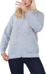 Womens Zipped Cable Knit Long Sleeve Collar Cardigan, Ladies Classic Chunky Winter Knitwear Zip Through Fasten with Pockets Pullover Jumper Top Zipper UK Plus Size 8-22, Silver Grey -20-22