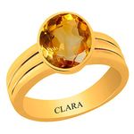 Clara Certified Citrine Sunehla 6.5 Carat or 7.25ratti Panchdhatu Gold Plating Astrological Ring for Men & Women