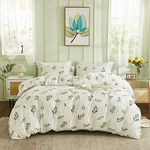 Green Comforter Bedding Set Twin Size Natural Leaves Bedding Set Boho Vintage Garden Bedding Set Luxury Plain Botanical Pattern with 1 Comforter 1 Pillowcase (Green, Twin)