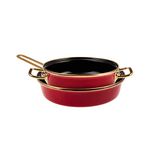 KARACA Retro Enamel Induction Pan Set - 18 cm Shallow Pan & 20 cm Frying Pan, Non-Stick Frying Pan Set for Induction Hob, PFOA Free, Anti-Scratch, Dishwasher Safe & Red Frying Pans