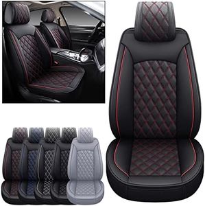 OMOKA AUTO Auto Car Seat Covers Fit Most Sedan SUV Truck Fit for Classic Spark Traverse Volt Silverado Cobalt Cruze Equinox HHR Impala Malibu Prizm Sonic Tracker Trax （2 PCS Front/Black-Red）