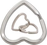 Amanaote Silvery 1.5"X1.3" Outsize Size Heart Key Ring Peach Heart Shape Keychain Pack of 10