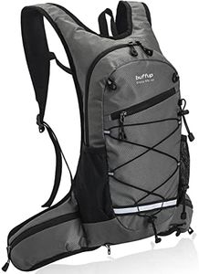 buffup® Mochila Ligera para Bicicleta con Bolsa para cinturón y Funda para Casco - Mochila de hidratación Acolchada e Impermeable - Mochila para Exteriores para Deportes y recreación (Gris)