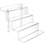 Kurtzy Acrylic Risers Display Stand - 4-Tiered Clear Perfume Organiser Showcase Shelf - Decoration Risers for Action Figures, Cupcakes/Desserts, Makeup, Nail Polish, Toys, Small Collectibles & More