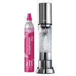 SodaStream ENSO Sparkling Water Maker, Premium Metallic Finish Soda Maker, Quick Connect CO2 System, 1 60L Gas Cylinder and 1 Dishwasher Safe BPA Free Bottle, Fizzy Water at Home, Silver