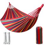 Pezlun Canvas Hammock 102" Long X 59" Wide 2 Person Hammock 440 pounds Maximum Weight Applicable Scenes in Courtyard Autumn, Indoor Hanging Chairs, Beach Leisure (Multicolor)