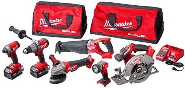 Milwaukee 2896-26 M18 Fuel 18-Volt Lithium-Ion Brushless Cordless Combo Kit (6-Tool) with (2) 5.0 Ah Batteries, (1) Charger, (2) Tool Bags