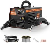 H HZXVOGEN Gasless MIG Welder 220V Flux Core 145A Welder, Dual Voltage 110V&220V MIG Welding Machine, IGBT Inverter Portable Welder Machine with Smart Digital LED, Built-in Indus tria-Grade chip