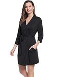 Amorbella Lightweight Dressing Gown Womens Viscose Jersey Bathrobe Nightwear (Black, M)