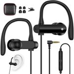In Ear Headphones with Wired Jack 3.5 mm Hook Sport Headset Microphone and Volume Control Stereo HiFi Noise Cancellation 1.8 m Earphones for Samsung for iPhone MP4 Gaming Office Music Radio Black