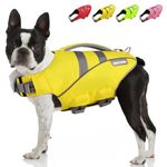 MIGOHI Dog Life Jacket, Reflective & Adjustable Preserver Floatation Vest with Rescue Handle, Ripstop Safety Lifesaver for Small Medium Large Dogs (M, Yellow)