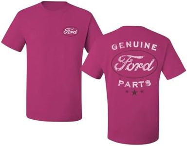 Wild Bobby Genuine Ford Parts Vintage Distressed Cars and Trucks Mens Graphic Tees Front and Back T Shirt Printed Graphic Tees for Men, Fuschia, 3X-Large