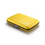 ÖGON -DESIGNS- Aluminum wallet smart case V2 The original reinvented with a metal lock - Strong RFID blocking card holder - Water resistant, Taxi Yellow Matt Paint