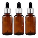 nsb herbals 30 Ml Amber Round Empty Glass Bottle/Glass Dropper/Silver Colour Ring/Black Silicone Teat, Refillable, Reusable for Essential Oils, Blends, DIY Perfumes (Pack Of 3)