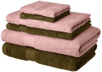 Amazon Brand - Solimo 100% Cotton 6 Piece Towel Set, 500 GSM (Sepia Brown and Baby Pink)