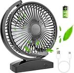 mafiti 6.6 Inch Quiet Fans for Bedroom,USB Desk Fan Rechargeable Bedside Cooling Fan with 3 Speeds,120°Rotatable Strong Wind,Portable for Bedroom Home Office Desktop Sleeping (Black)