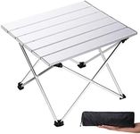 Grope Small Folding Camping Table with Aluminum Table Top, Beach Table for Sand with Carrying Bag,Prefect for Outdoor, Picnic, BBQ, Cooking, Festival (White-S)