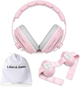 Lilian&Gema 2-in-1 Baby Ear Muffs, Adjustable Headphones with Band, Owls Noise Cancelling Headphones for Toddler up to 4 Years, Airplane Essentials/Outdoor, Pink