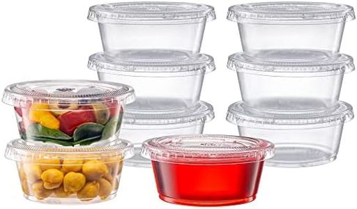 Pantry Value [Case of 2,000 3.25 oz. Clear Disposable Plastic Portion Cups with Lids - Small Plastic Condiment Containers for Sauce, Salad Dressings & Portion Control
