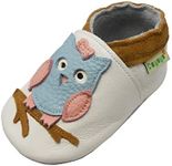 Sayoyo Baby Owl Shoes Soft Leather Sole Infant Toddler Prewalker Shoes White Size: 18-24 Months Toddler