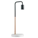 MiniSun Pair of - Industrial Black & Copper Metal Table Lamps with a White Marble Base