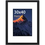 wyewye 30x40 Picture Frame, 30 x 40cm Wooden Photo Frame, Picture Frames 30cm x 40cm, with Plexiglass and Mount, Picture Frames for Only Wall Mount, Solid Wood, Black, Pack of 1