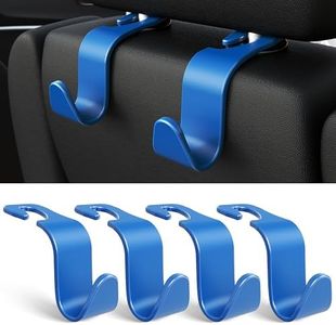 Amooca Car Seat Headrest Hook 4 Pack Hanger Universal Vehicle Car Storage Organizer for Handbag Purse Coat S Type Blue