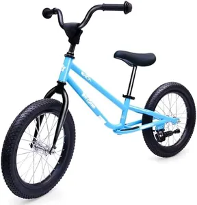 bicystar 16 Inch Kids Balance Bike for 5-8 Year Old, BMX Kids Bike with No Pedals, Air Rubber Tires, Footrests, Adjustable Height for Big Kids, Boys, Girls (Blue)