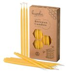 Hyoola Beeswax Birthday Candles – 50 Pack - Natural Dripless Decorative Candles with Long Lasting Burn – Elegant Taper Design, Soothing Scent – 6” Tall – Handmade in the USA