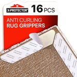 X-Protector 16 PCS Rug Grippers - Anti-Curling Rug Gripper - Keeps Your Rug in Place & Makes Corners Flat. Premium Carpet Gripper with Renewable Gripper Tape - Ideal Anti-Slip Rug Pad for Your Rugs!