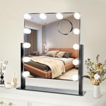 Depuley Hollywood Makeup Mirror with Lights 12pcs Dimmable LED, Cosmetic Mirror with Light 3 Color Light, 360 °Adjustable Tabletop Vanity Mirror Light with Touch Control, Detachable 10X Magnification