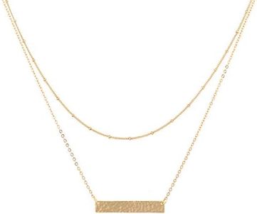 MEVECCO Layered Heart Necklace Pendant Handmade 18k Gold Plated Dainty Gold Choker Arrow Bar Layering Long Necklace for Women, Brass, Cubic Zirconia