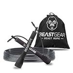 Beast Gear Skipping Rope – Steel Speed Jump Ropes for Adult Fitness – Lightweight, Adjustable Workout Equipment for Beginners & Pros - for Jumping, Boxing, Exercise & HIIT w/Bonus Screws & Caps