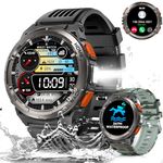 Men's Smart Watch 3ATM Waterproof with Bluetooth Calls 1.45 Inch Military Smartwatch with LED Torch Compass Altitude Barometer Heart Rate SpO2 Monitoring Fitness Tracker for Android iOS