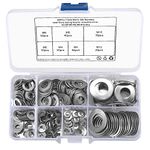 300 Pcs Washers Stainless Steel Washers, M3 M4 M5 M6 M8 M10 M12 Wave Washers, Wave Spring Washers, Locking Washers Assortment Set, Curved Crinkle Washers Spacers