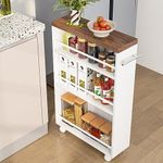 Tribesigns Slim Storage Cart, Rolling Narrow Kitchen Cart on Wheels for Small Place, 4-Tier Slide Out Slim Utility Cart Skinny Laundry Cart with Handle for Kitchen, Bathroom, Laundry (Modern)