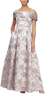 Alex Evenings Women's Formal Long Ballgown, Mother of The Bride Dress with Pockets, Mauve Multi, Mauve Multi, 16