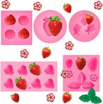 5 Pcs Strawberry Baking Mold Silicone Handmade Candy Jelly Bakeware 3D Flower Strawberry Mold Embed Silicone Molds Fruit Shape Pastry Mold for Soap wax Chocolate Fondant Ice Cream Cupcake Cake Decor