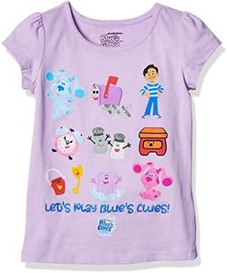 Nickelodeon girls Blue's Clues & You Character Toddler Girl Short Sleeve Tee - Blue, Josh, Magenta T Shirt, Lilac, 5T US