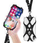 ROCONTRIP 2 in 1 Cell Phone Lanyard Strap Case Holder with Detachable Neckstrap Universal for Smartphone iPhone 8,7 6S iPhone 6S Plus, Google Pixel LG HTC Huawei P10 4.7-6.5 inch (New Black)