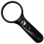 SPICOM Magnifying Glasses with Light 3X 45X Handheld Illuminated Super High Clarity 3 LED Light for Reading Repairing Crafts Jewelry with a Lens magnifying glasses for hobbies,reading,kids (Black)