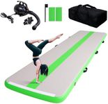 Tuxedo Sailor Inflatable Gymnastics Mat Air Training Track Mats 4 inches Thickness Gymnastics Tumbling Tracks for Home Gym/Yoga/Cheerleading with Electric Pump Green, 4M
