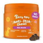 Zesty Paws Anti-Itch Chews For Dogs | For Itching or Sensitive Skin | For Dogs who Scratch, Itch & Lick | Rich in Salmon Oil & Omega 3 | 90 Units