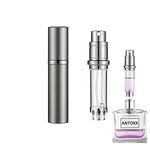 Perfume Travel Spray Bottle Atomizer - 5ML ANTOKX Atomizer Perfume Bottle, Scent Pump Case, Luxury Leakproof Refillable Perfume Spray Bottle for Women and Men (Grey)